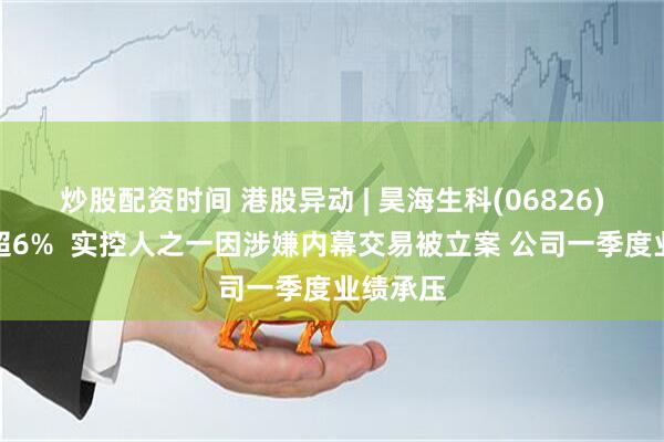 炒股配资时间 港股异动 | 昊海生科(06826)早盘跌超6% 实控人之一因涉嫌内幕交易被立案 公司一季度业绩承压