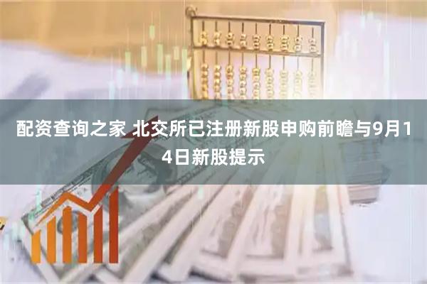 配资查询之家 北交所已注册新股申购前瞻与9月14日新股提示